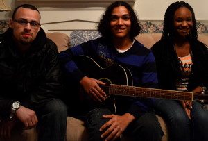 Caleb Perez (from left), Novian LeVan, and Sydney 'Jewel' Boone recorded a song to benefit a nonprofit created by the Sandy Hook school massacre victims. 
