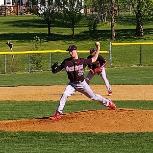 Brian Brown delivers in the third inning. Brown gave gave no quarter to his opponents, allowing only one hit for the game.