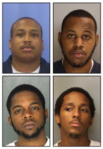 Harold Ford (clockwise from top left), 36, Justin White, 23,  Carl Anthony Taltoan Jr., 22, and Dequon L. Grove, 24, face charges from "Operation Silent Night."