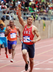 USA sprinter Ryan Bailey and his 4 x 100 team mates won the USA vs the world heat