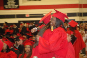 Hugs were plentiful at the Coatesville Area Senior High School commencement.