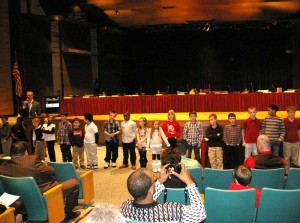 King's Highway students who did exceptionally on their MAP tests are honored at Tuesday night's school board meeting. Introduced by Principal Stevan Lefever (at the podium), these students did the best out of their classes, far exceeding the improvement goals set for them.