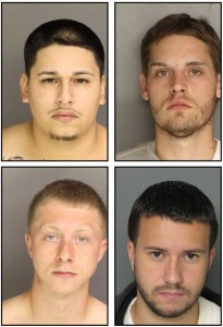     State, county and local police announced the arrests of 10 individuals on charges of selling heroin. From left, top: Alejandro Guzman, John Anderson, bottom, from left, William Jones and Kyle Kellner