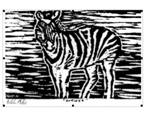 "Stripes," a wood block print by Natalie Miller, a student in Barbara Glass's 11th-grade art class, is one of the works that will be showcased.