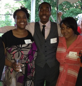 Sam Brown (center), the recipient of the 2013 Harry Lewis Jr. Scholarship, celebrates his honor with   Chaya Scott (left) and Lula Defersha from the Coatesville Youth Initiative.
