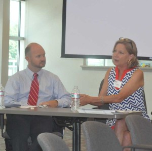 Claudia Hellebush, the President of the United Way of Chester County and Brian Parsons, the Senior Vice President, Products, of West Chester-based Communications Test Design