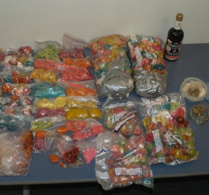 A photo shows some of the drug-laced candy police found at a West Chester University apartment. 