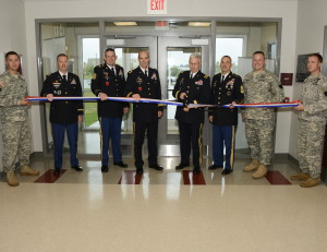 Pa. National Guard representatives celebrate the opening of a new Readiness Center in Sadsbury Township.