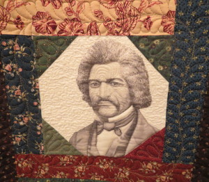 Frederick Douglass, whose image was transferred to fabric, was one of the speakers at the former Longwood Progressive Meeting.