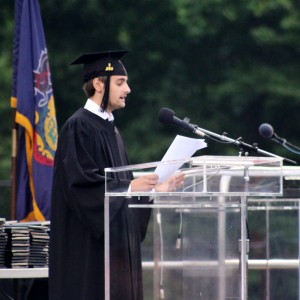 Anthony Massucci delivers his commencement speech.