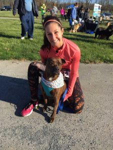 Stephanie Leister and her dog Paisley, who was adopted from LaMancha Animal Rescue, participated in the Critter Crawl 5K at Hibernia Park last week.